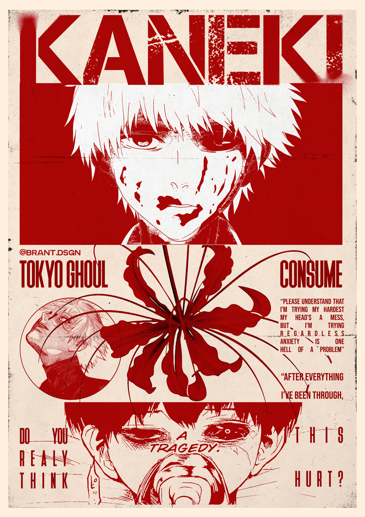 ೨౿ Poster Design Kaneki / Tokyo Ghoul  . Design: @brant.dsgn