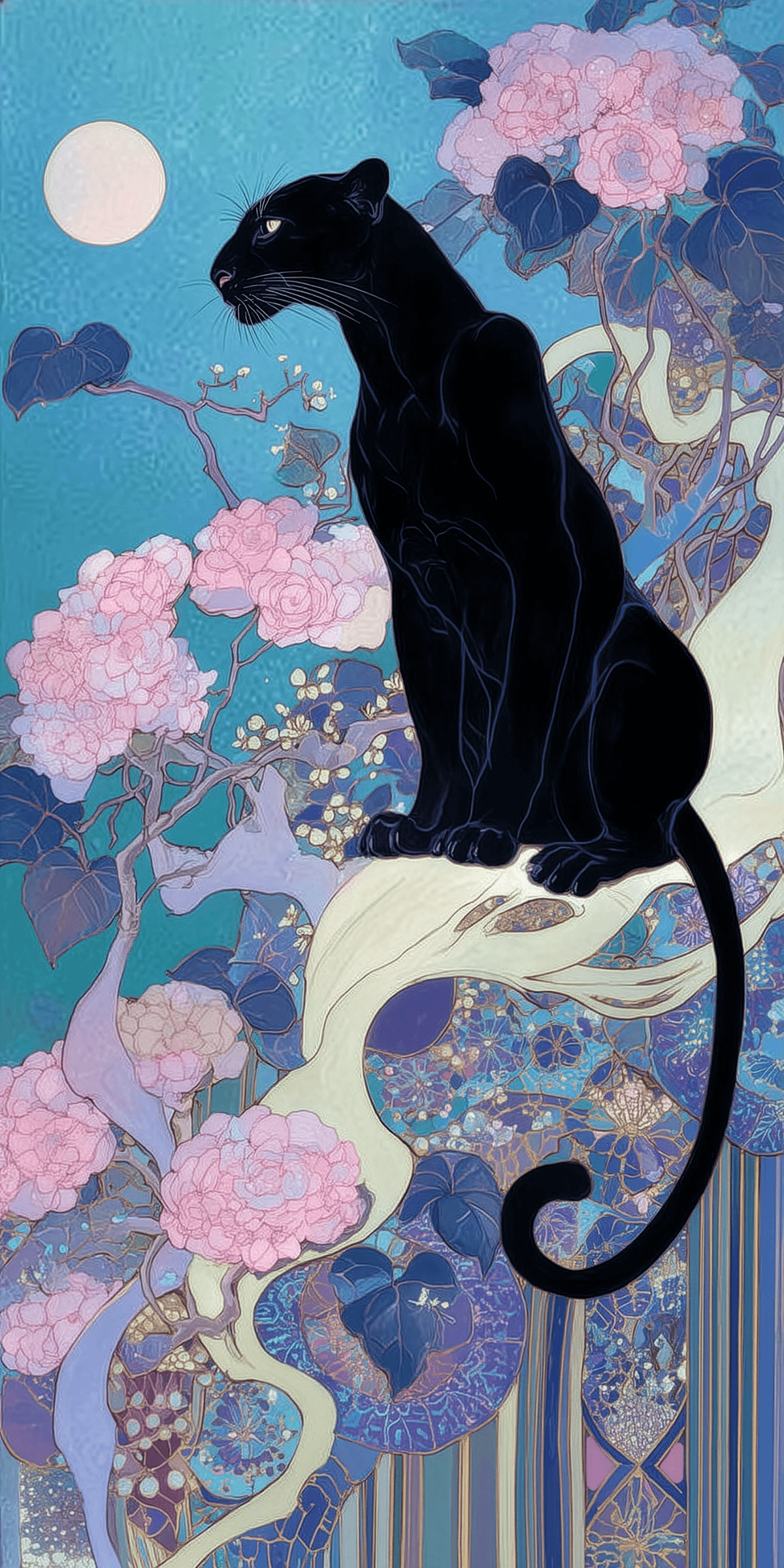 Black Panther Moon Garden Illustration
