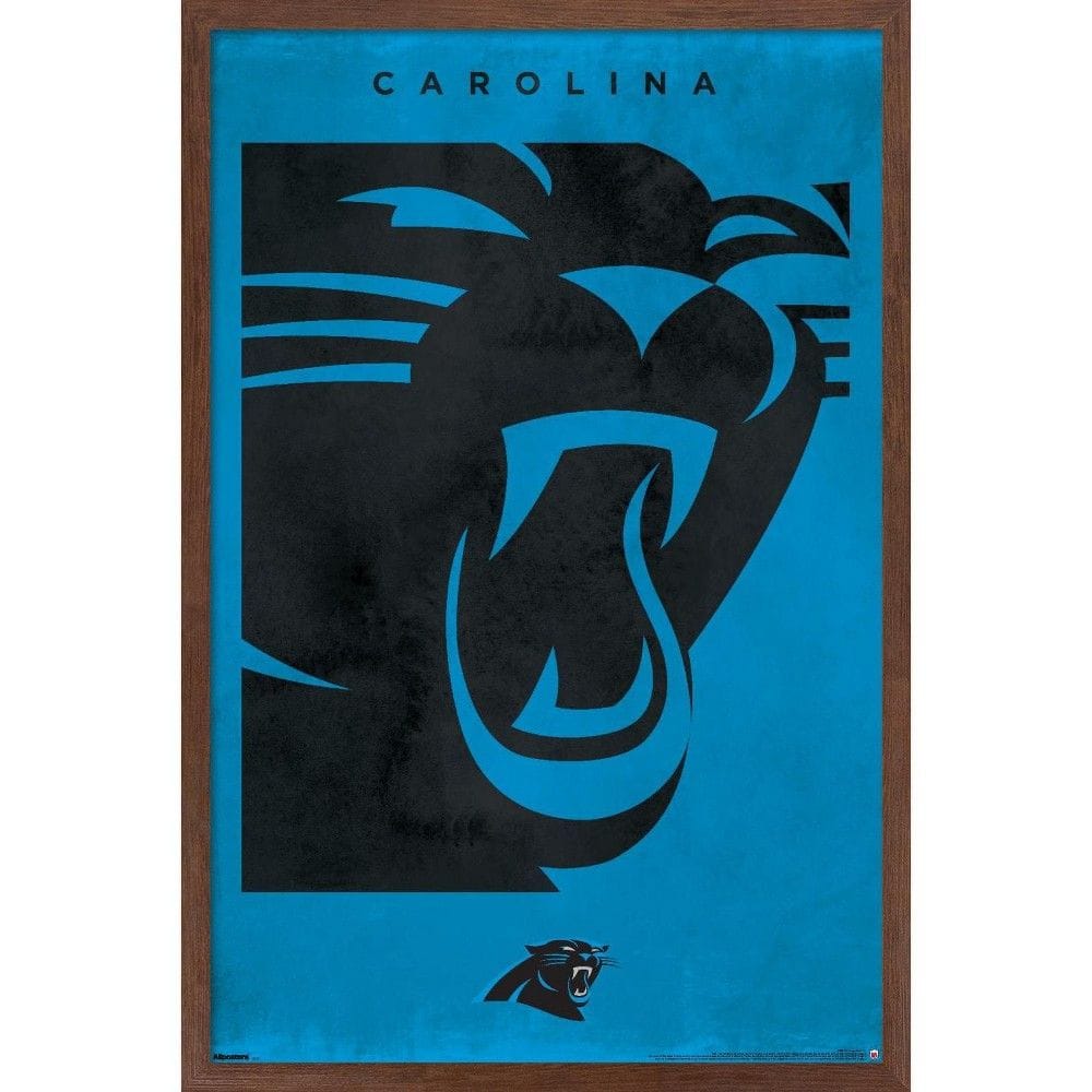 Trends International NFL Carolina Panthers - Logo 25 Framed Wall Poster Prints Mahogany Framed Version 14.725" x 22.375"