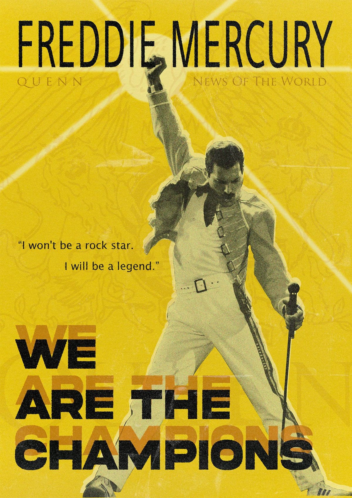 Freddie Mercury Vintage Poster – We Are the Champions Printable Wall Art
