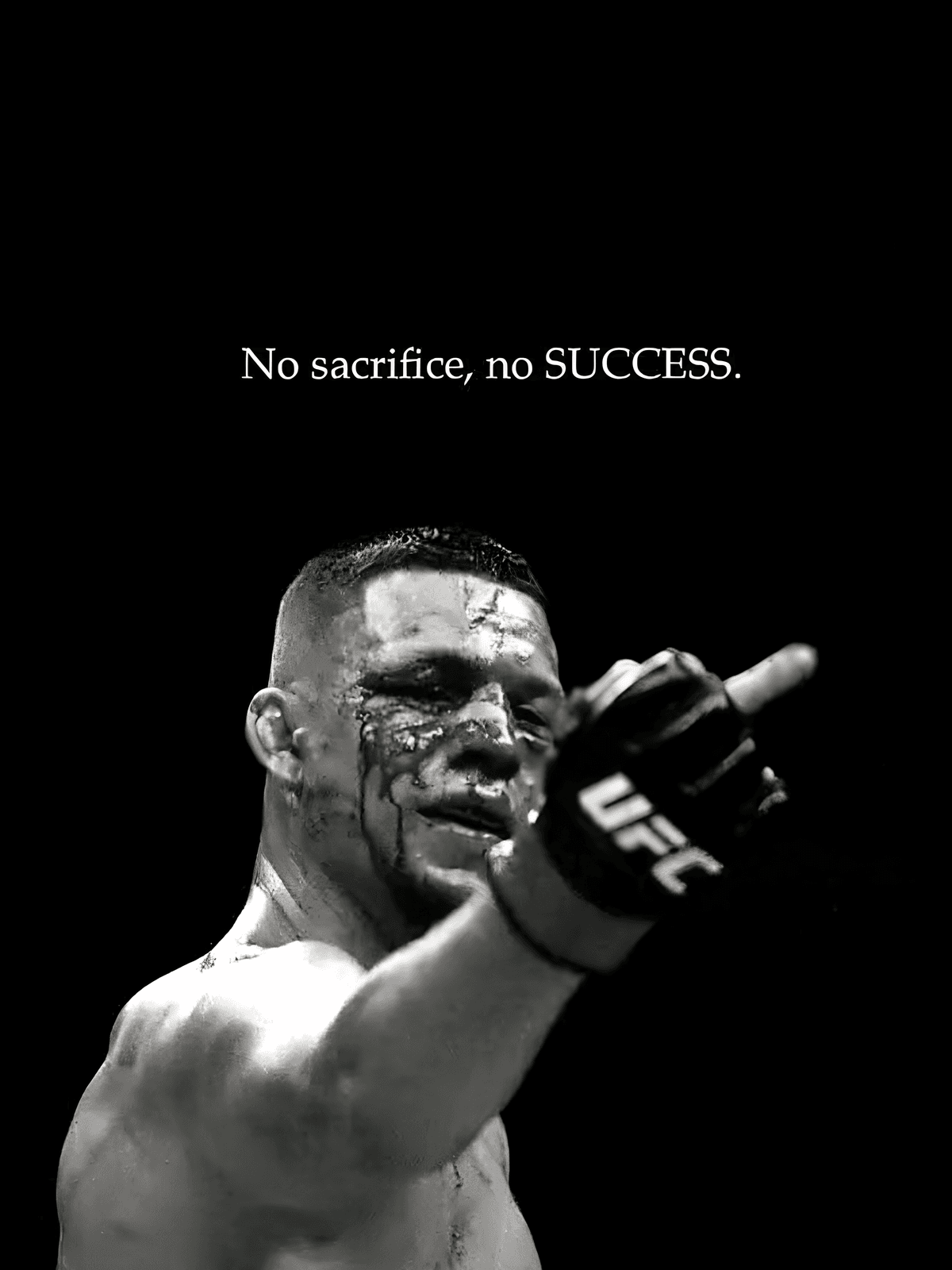 No Sacrifice No Success MMA Poster – Motivational Wall Art, Black & White