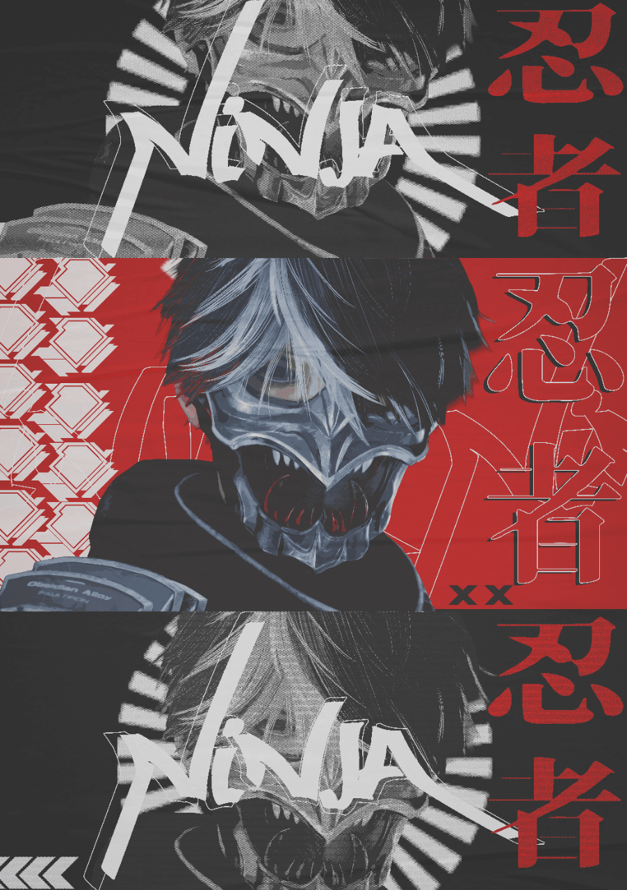 Dark Ninja Mask - Red & Black Aesthetic Poster
