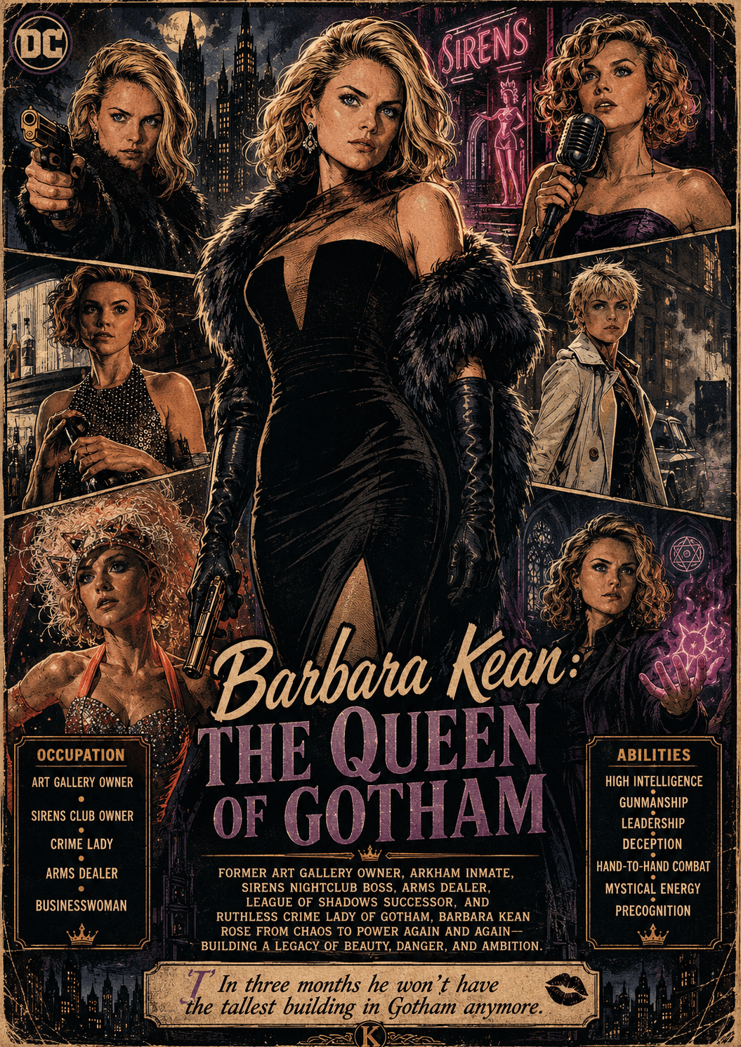 Barbara Kean: The Queen of Gotham | DC Comics AI Fan Art Poster