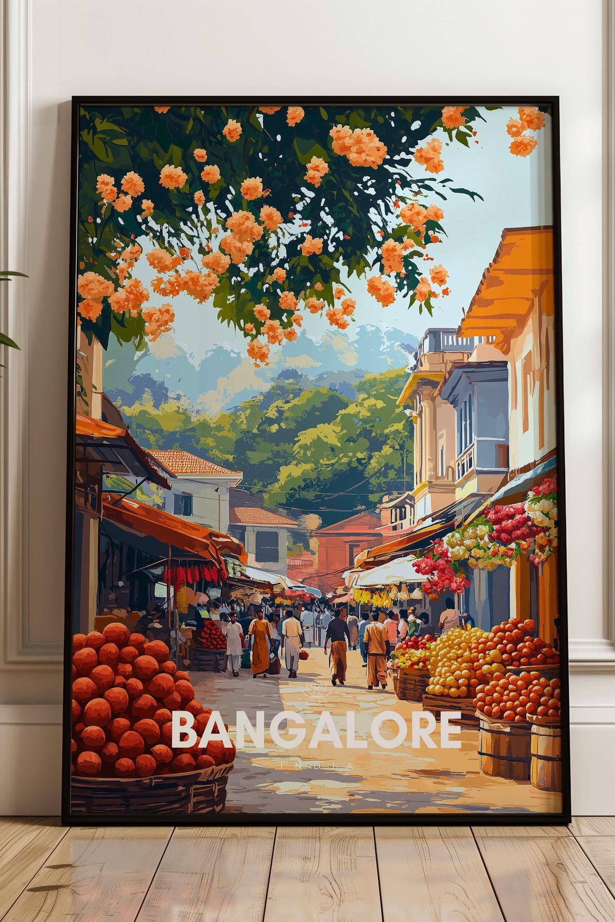 Colorful Bangalore Market Street Travel Art Poster