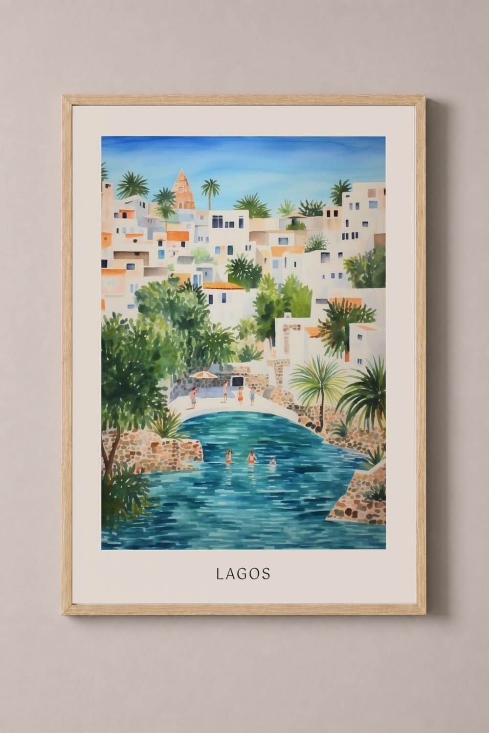 Swimming In Lagos Portugal 2 Watercolour Poster