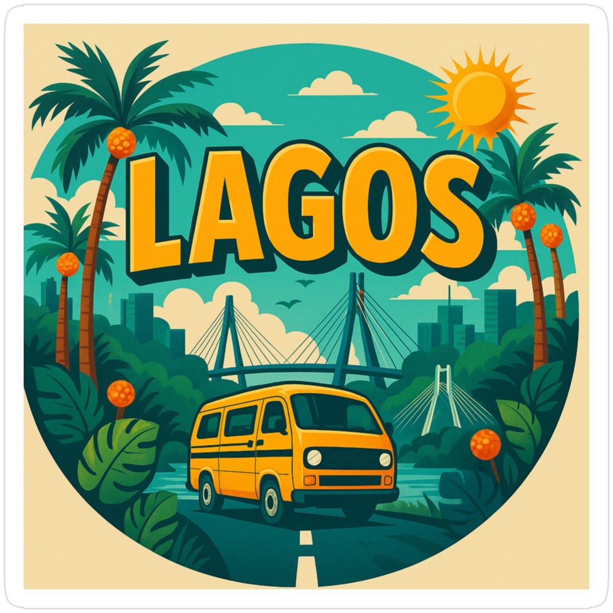 Lagos Danfo Retro Travel Sticker – Vintage Nigeria City Art Sticker