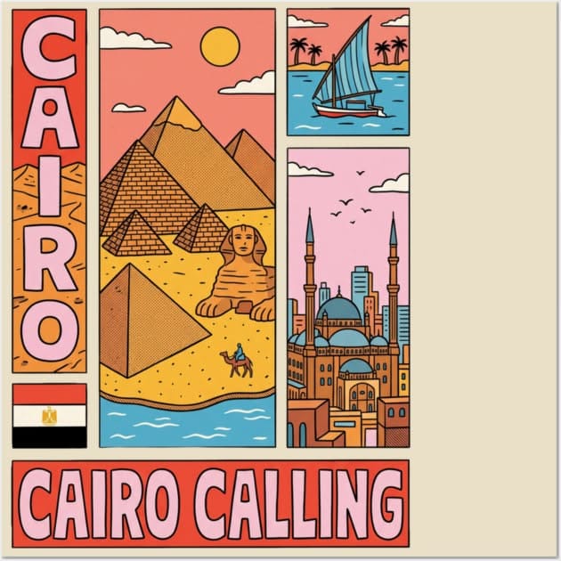 Cairo Calling Egypt Vintage Comic Strip Pop Art Poster