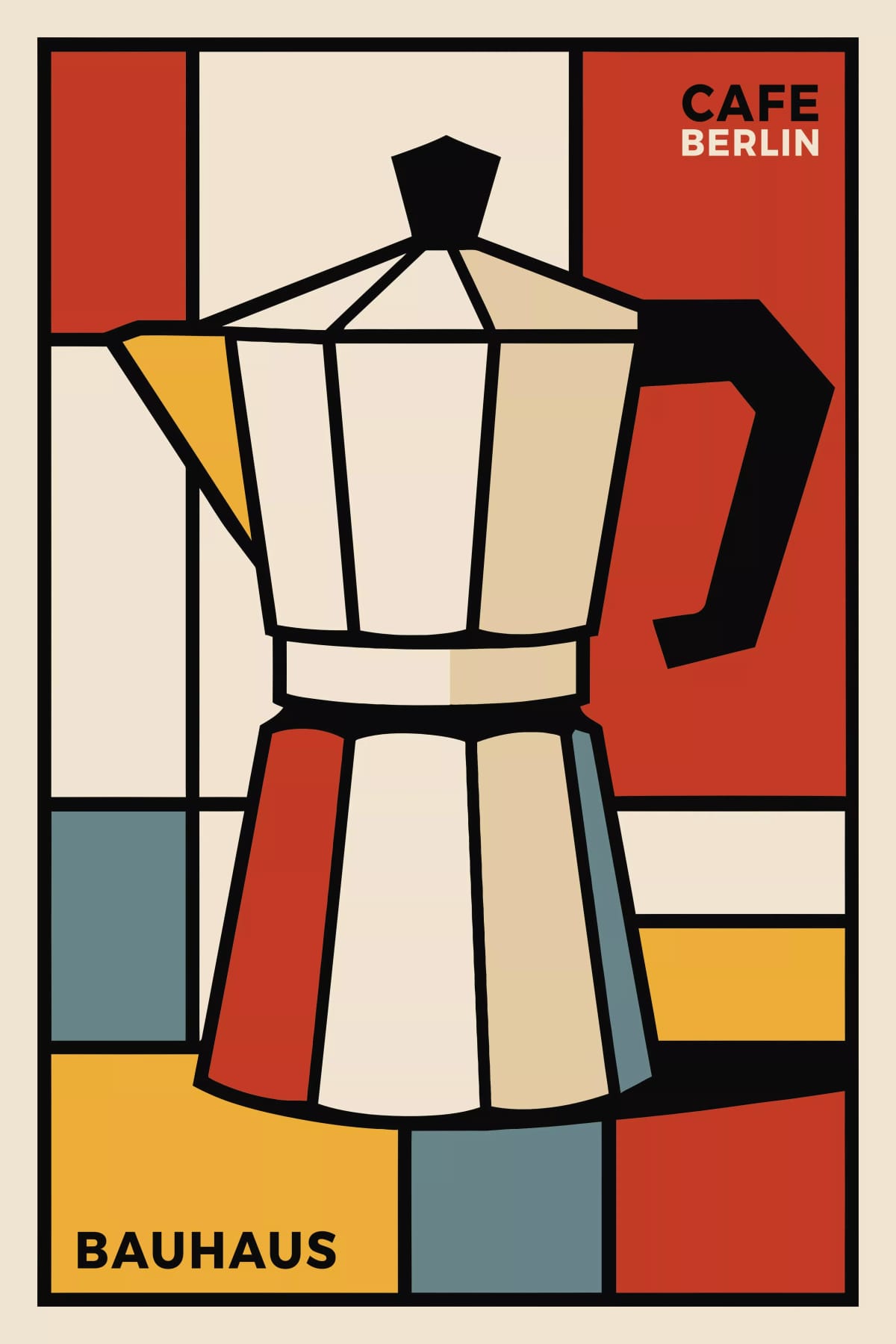 Bauhaus Cafe Berlin Poster - Retro Geometric Wall Art