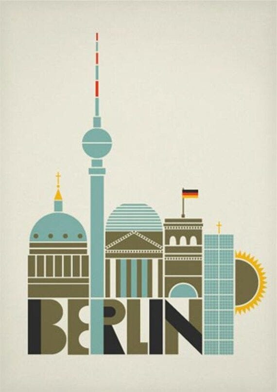 Vintage Travel Wall Art Print | Retro Vacation Poster | Unique Destination Decor | Wanderlust Gift | Berlin Poster