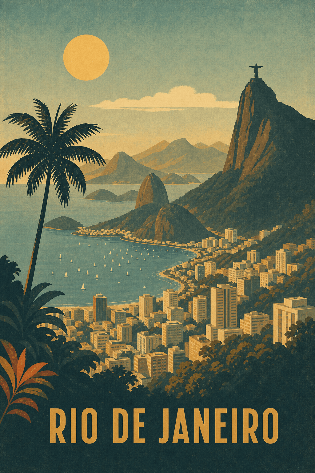 Rio de Janeiro Poster | Vintage Travel Wall Art Print | Retro Travel Gift | Mid-Century Art | Old To