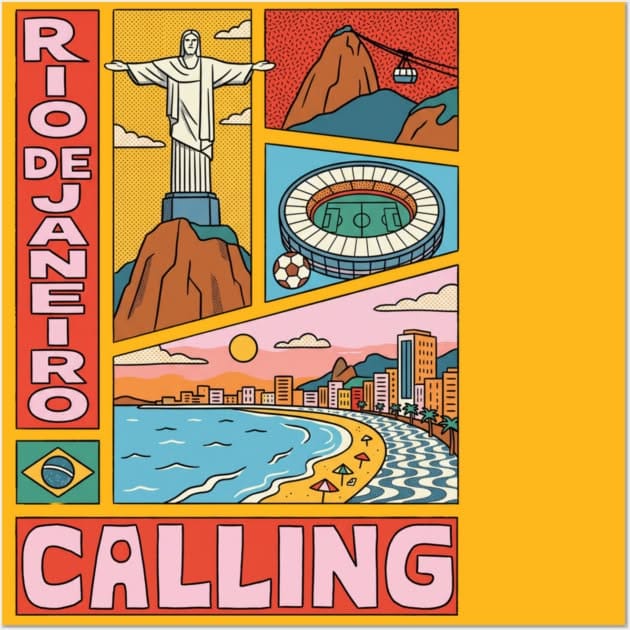 Rio De Janeiro Brazil Retro Comic Strip Art Poster