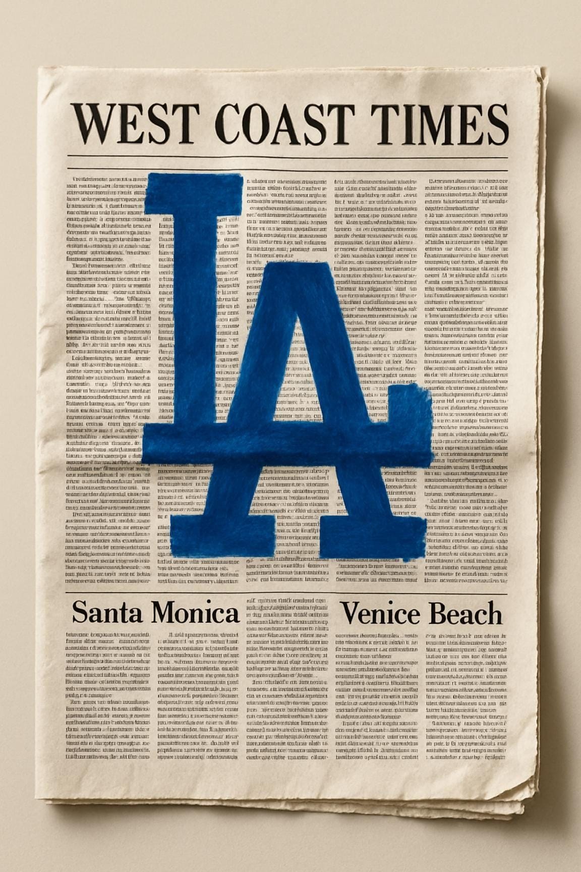Los Angeles Wall Art Print LA Newspaper Poster West Coast Urban Decor Modern California Print