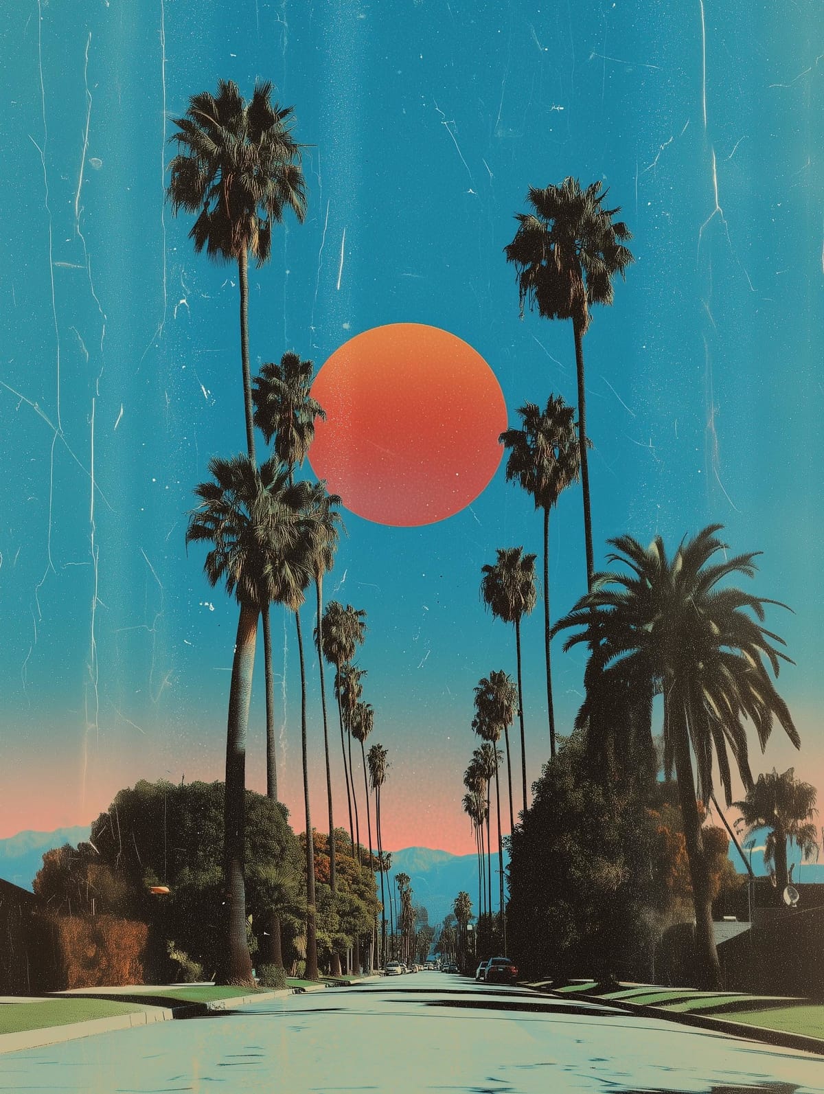 California Palm Trees Sunset Poster