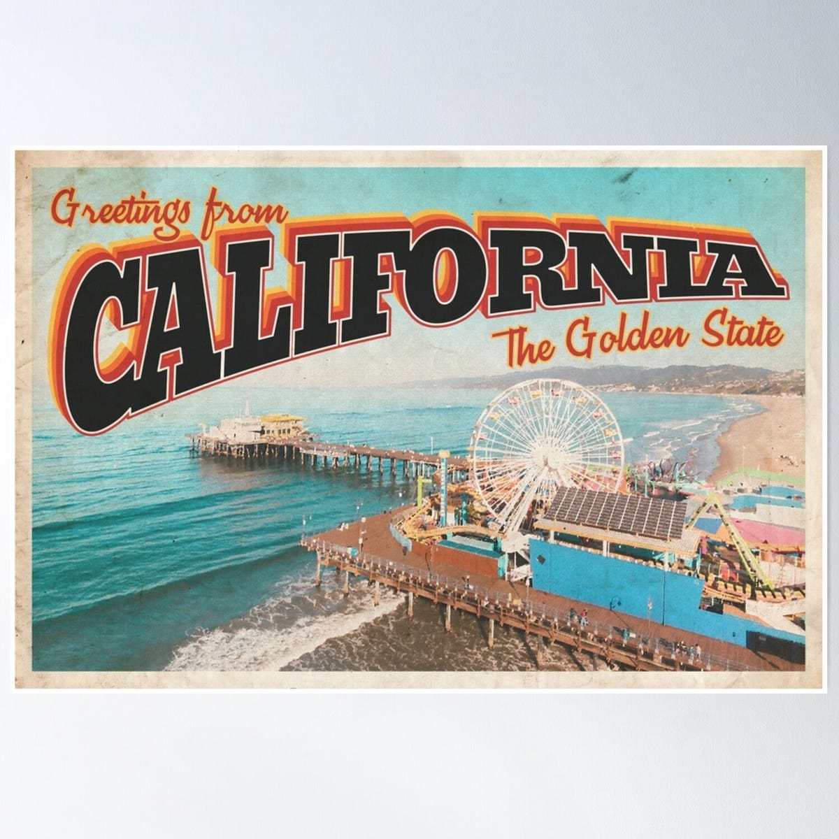 Greetings From California - Vintage Travel Postcard Design Poster