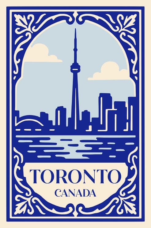 Toronto Canada Poster - Blue Canadian Cityscape Print