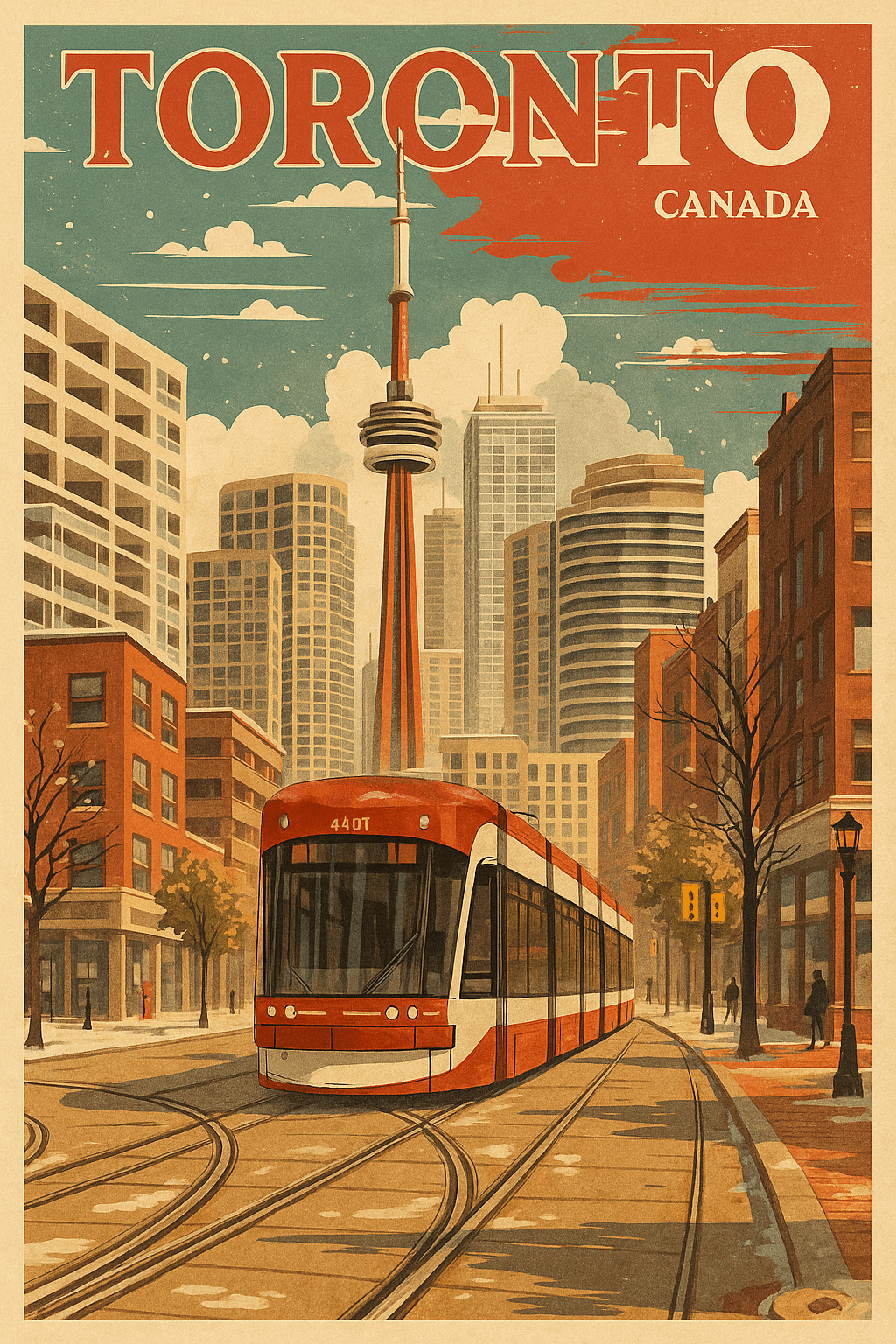 Vintage Charm in Modern Toronto – Streetcar Meets Skyline