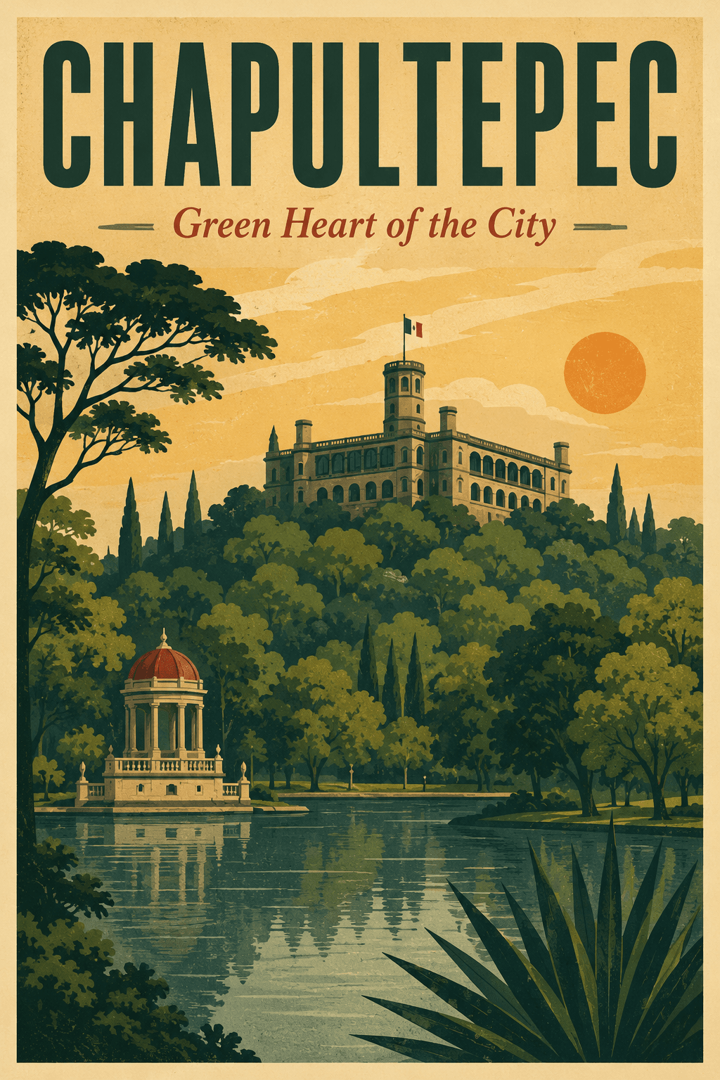 Chapultepec Vintage Poster | Mexico City Travel Wall Art