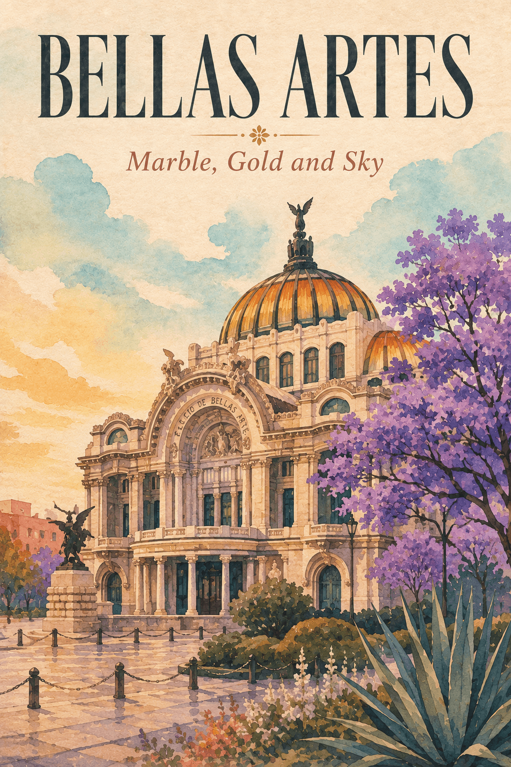 Bellas Artes Poster | Mexico City Watercolor Wall Art