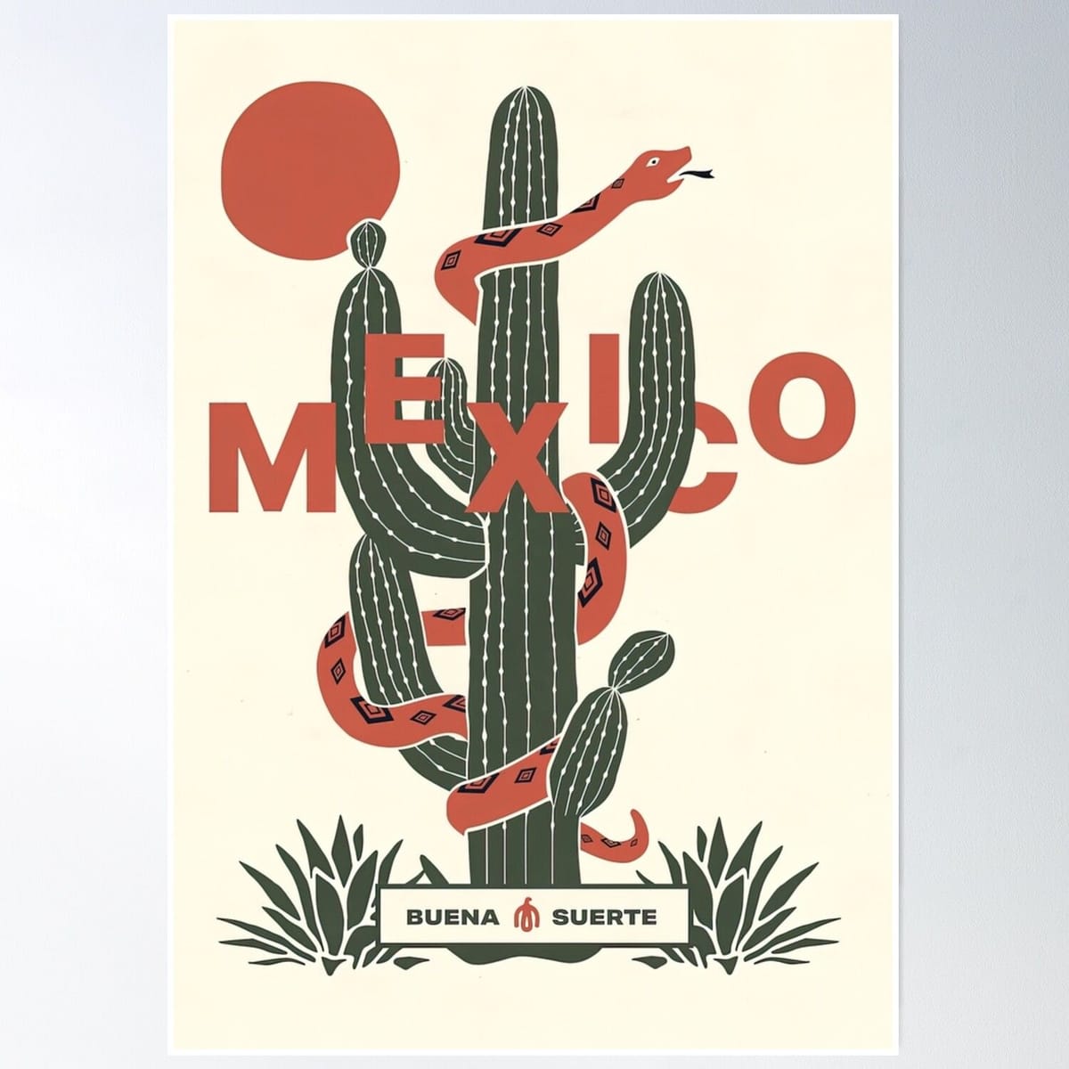 Mexico Cactus Buena Suerte Poster