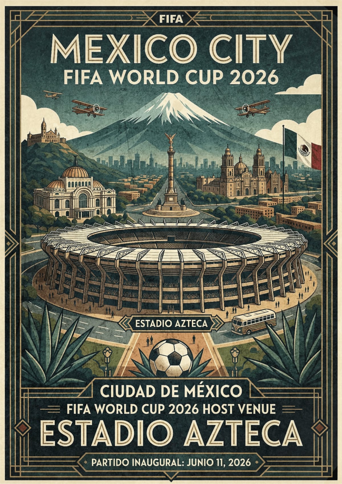 Retro Estadio Azteca Grunge Poster