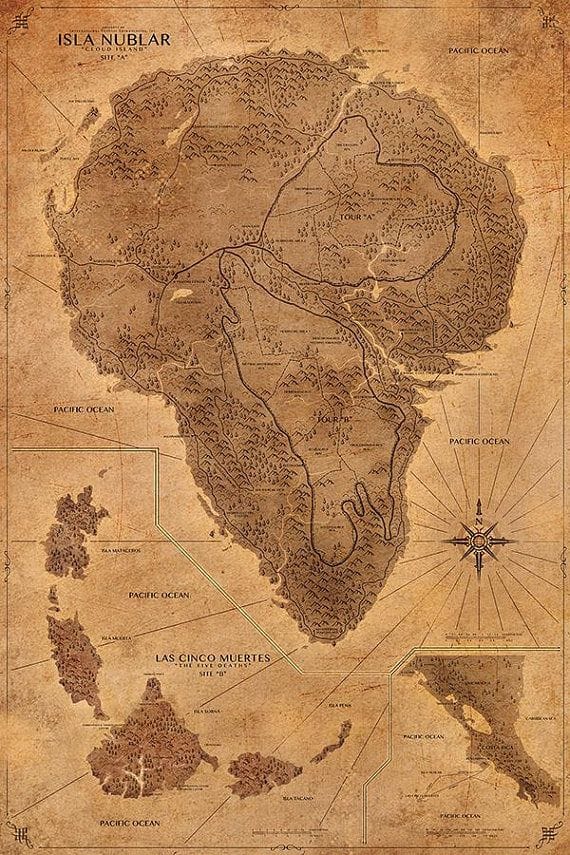 Jurassic Park Map Poster - Dinosaur Decor - Isla Nublar Map - the Lost World - Frame Not Included - Etsy