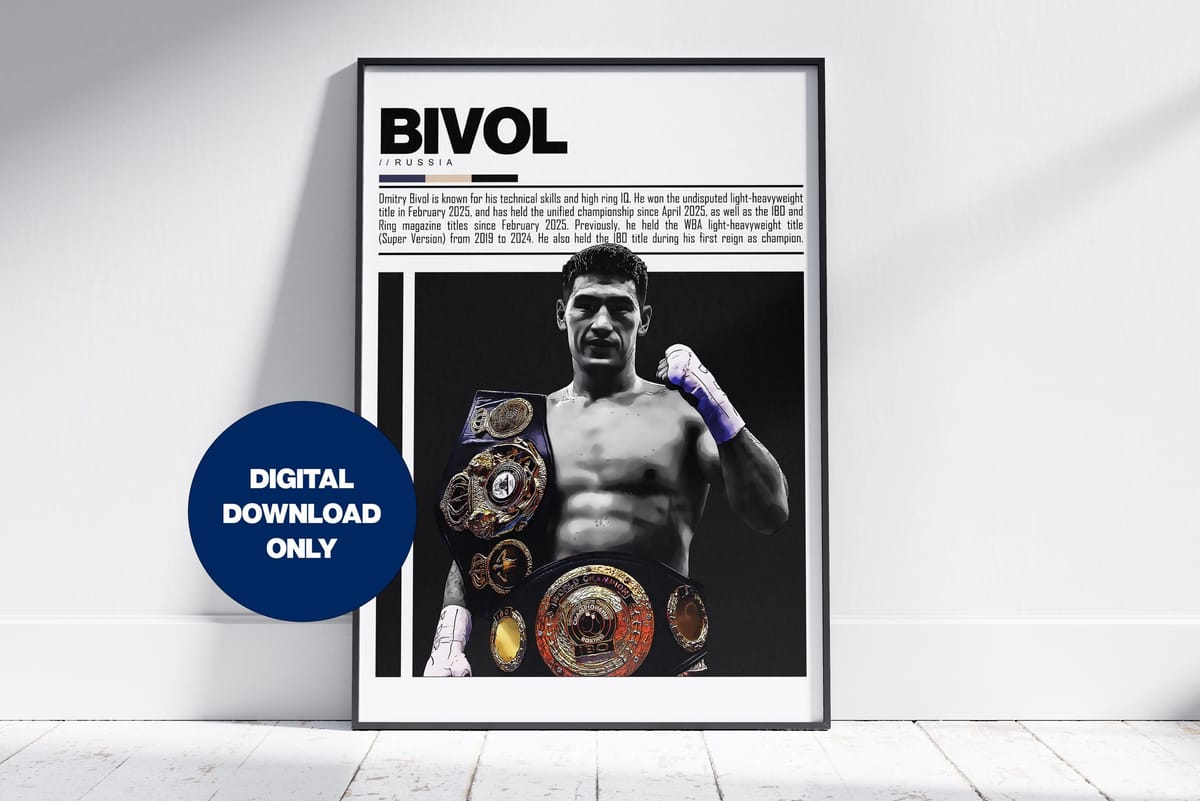 Dmitry Bivol Poster Russia Boxing Wall Art Digital Download -- Russia Boxing Print Modern Sports Decor Boxing Gift