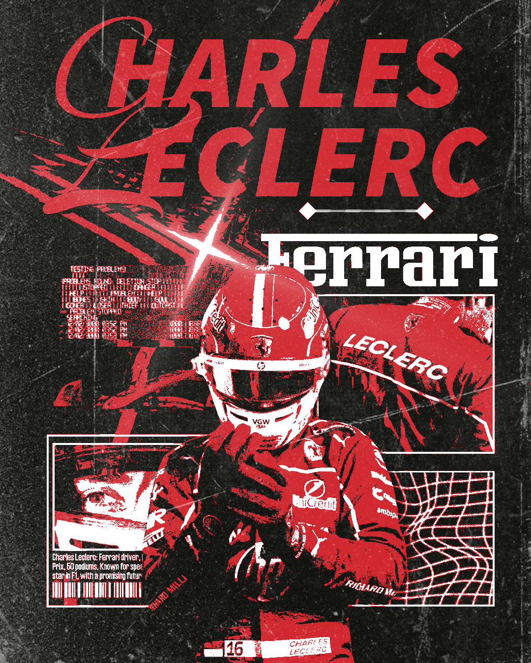 Charles Leclerc brutalism poster