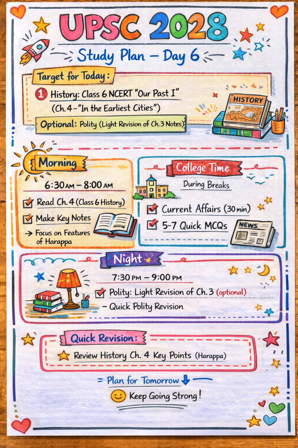 Day 6 study plan ncert.. upsc 2028 air 1