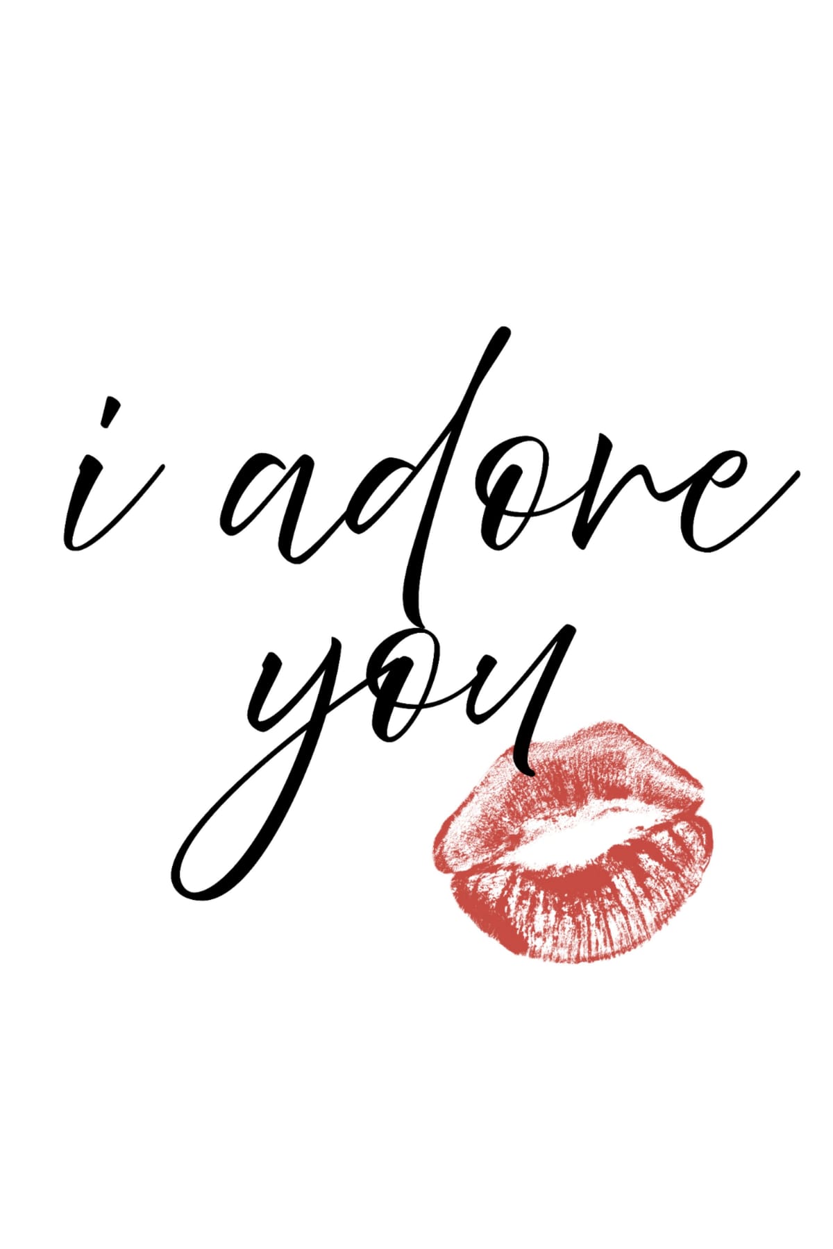 Shop I Adore You Kiss Poster | Aesthetic Romantic Print | Love Quote Art