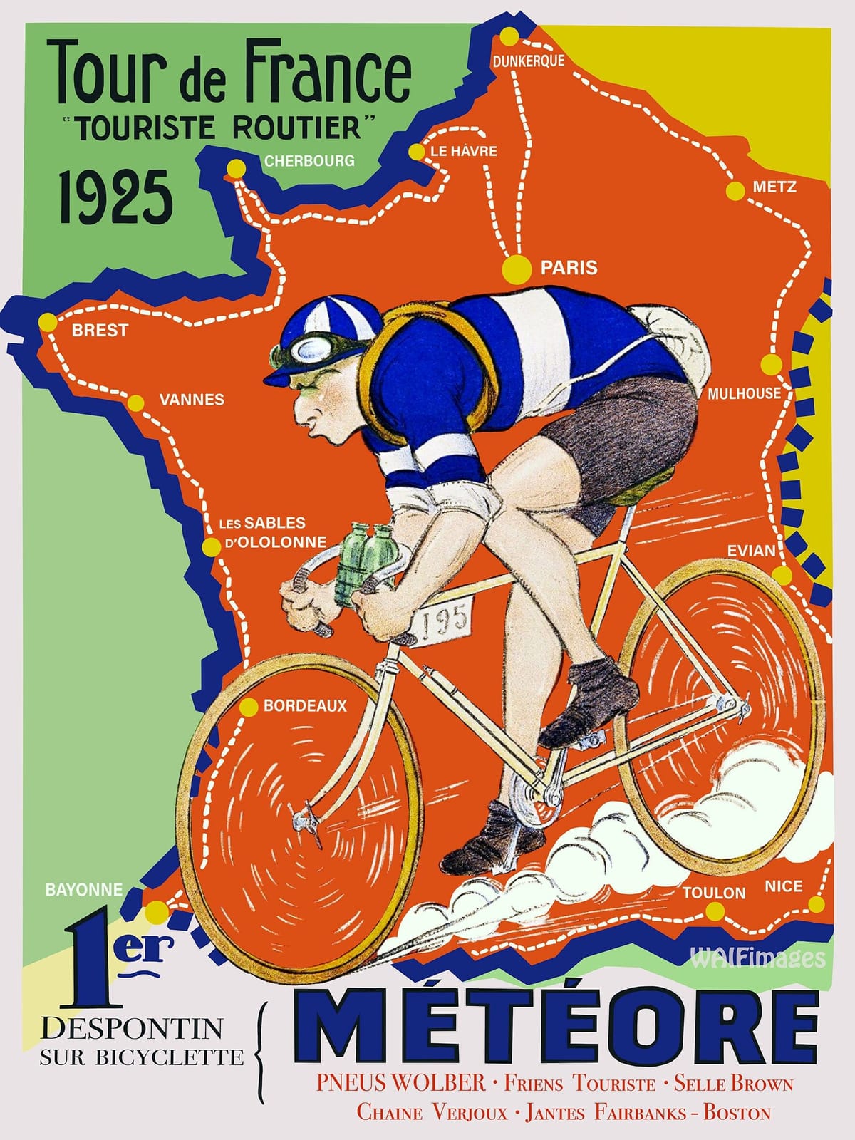 Tour De France Cycle Race Poster circa 1925 - A classic vintage poster image with a few digital tweaks here and there.