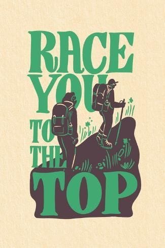 Art Print: Race You to the Top - Hiking - Contour - Lantern Press Artwork by Lantern Press : 18x12in