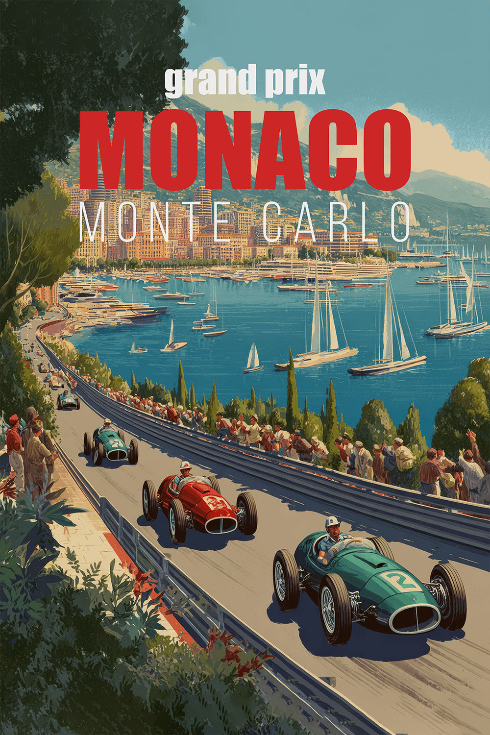 F1 Lover Gift Vintage Monaco Grand Prix Poster | Monte Carlo F1 Racing Wall Art