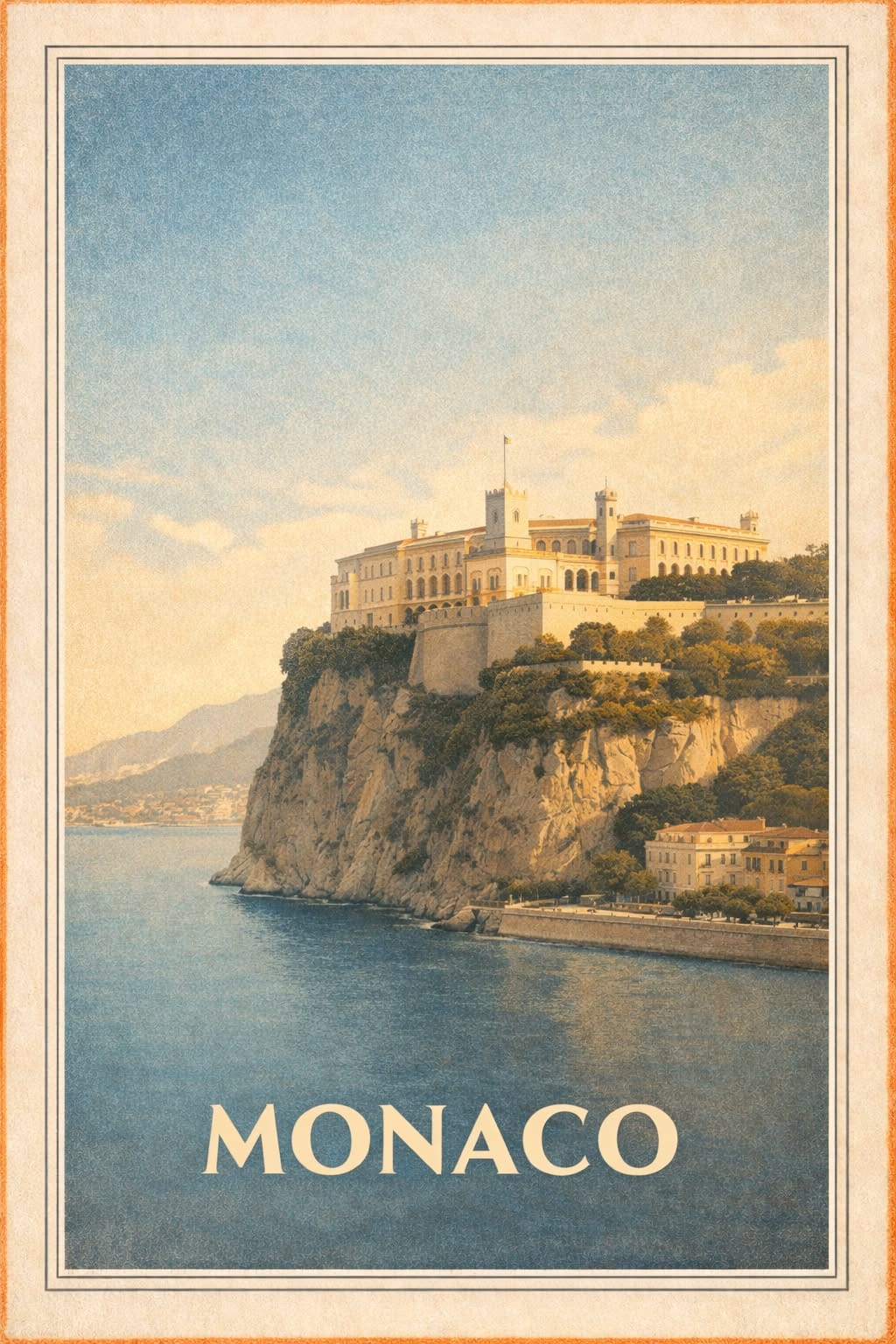 Monaco Harbor Vintage Travel Poster Printable Wall Art