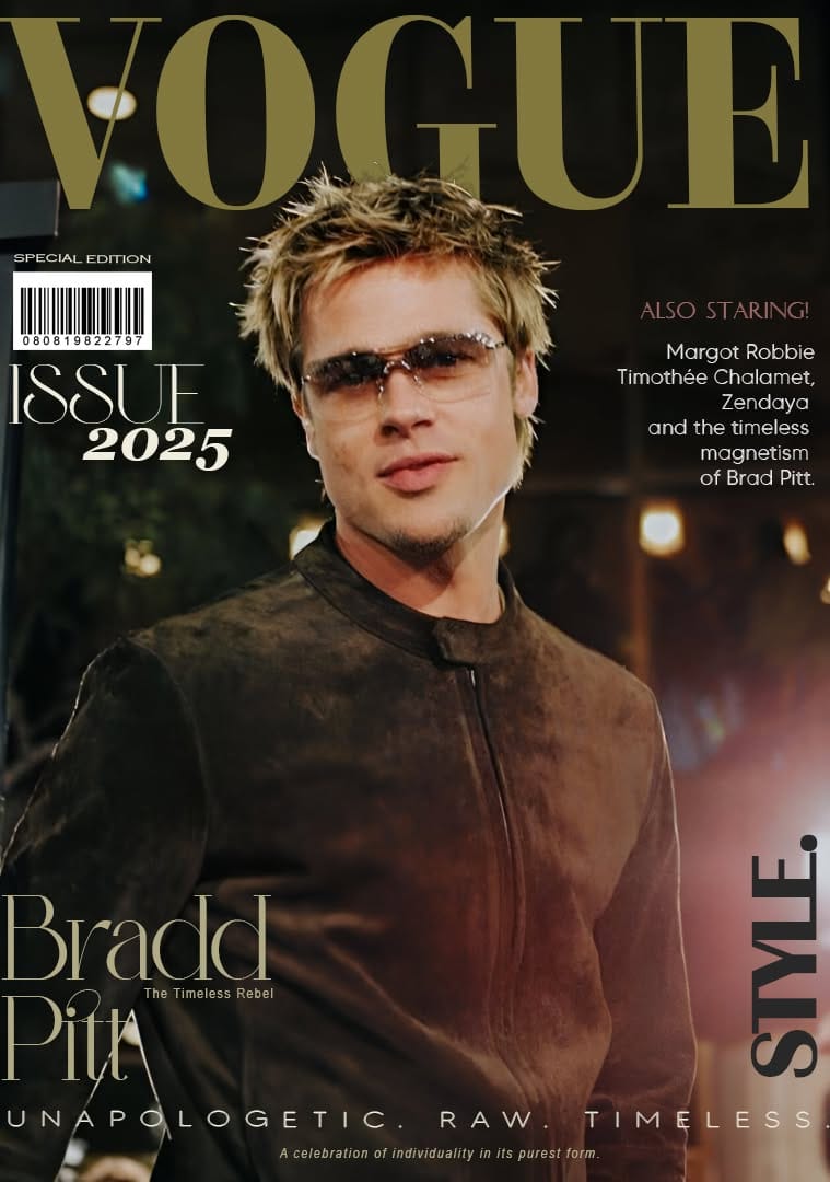 brad pitt magazine cover graphic design