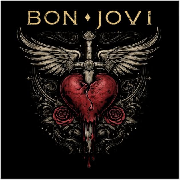 Bon Jovi Winged Cross Broken Heart Rock Poster