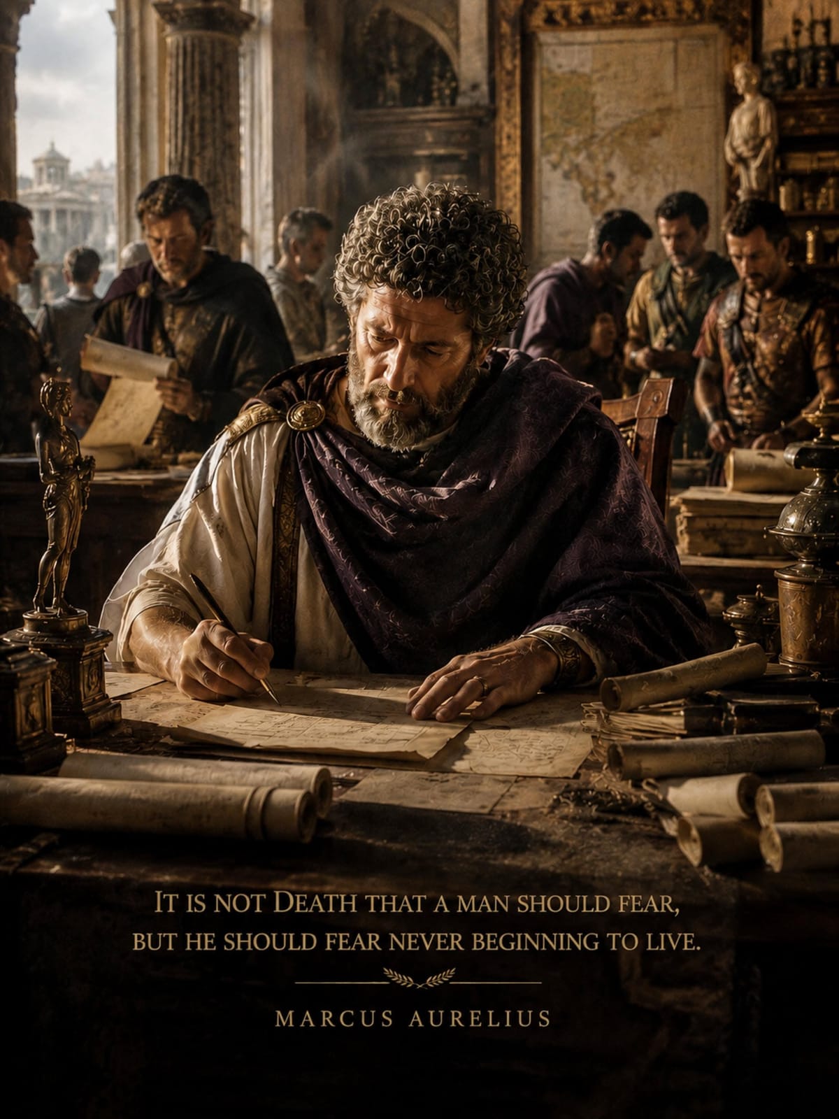Marcus Aurelius Wall Art, Stoic Philosophy Print, Inspirational Quote Poster, Roman Emperor Decor, Office Wall Art, Printable Download