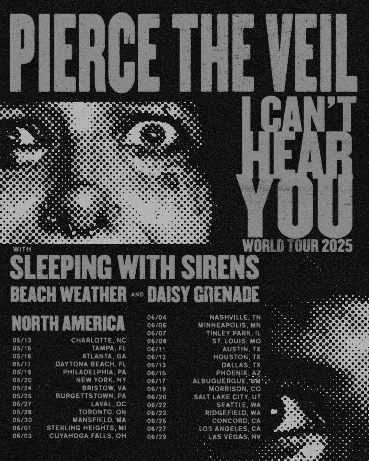 Pierce the veil “I can’t hear you” world tour 2025 room poster