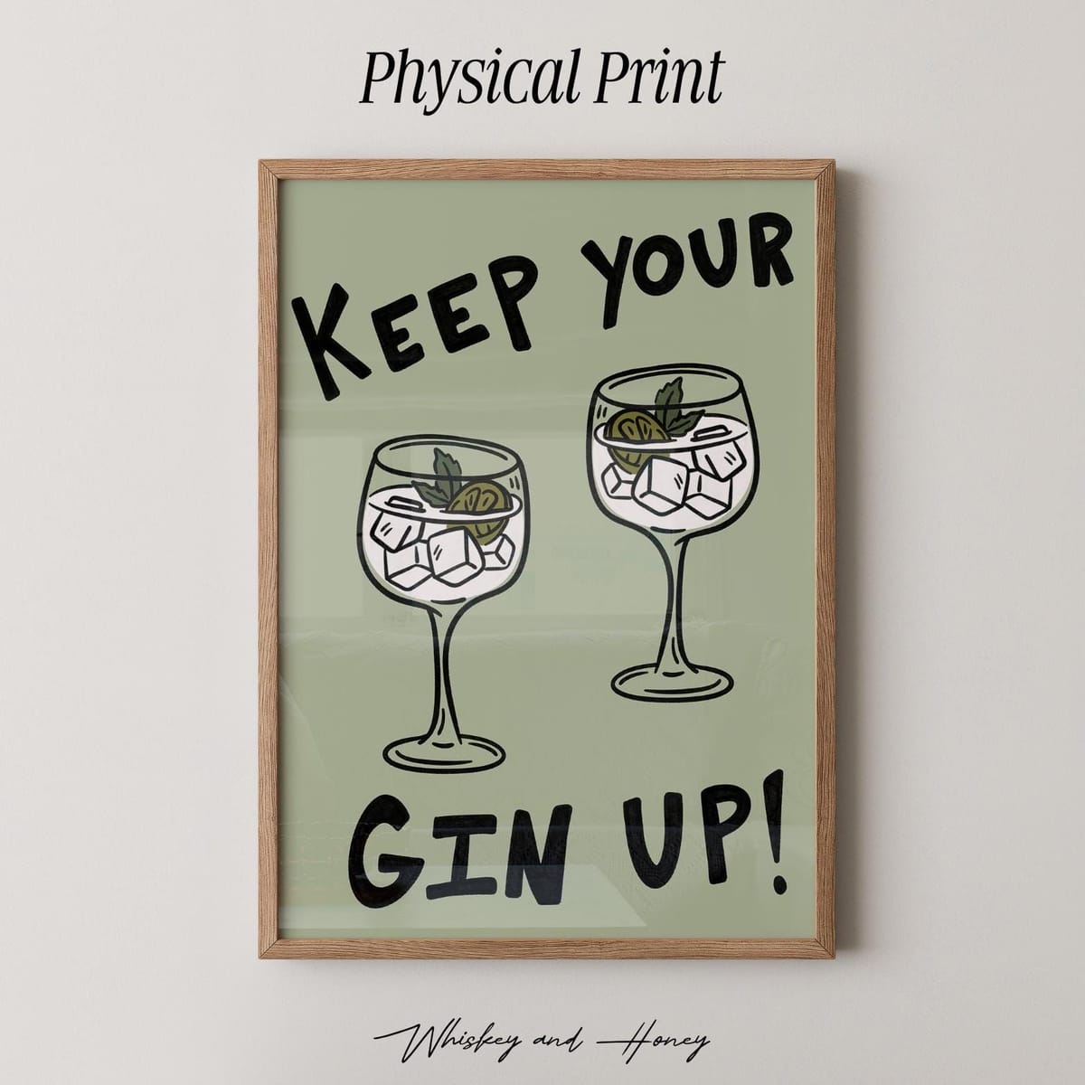 Keep Your Gin Up Art Print | Mid-Century Modern Bar Cart Decor