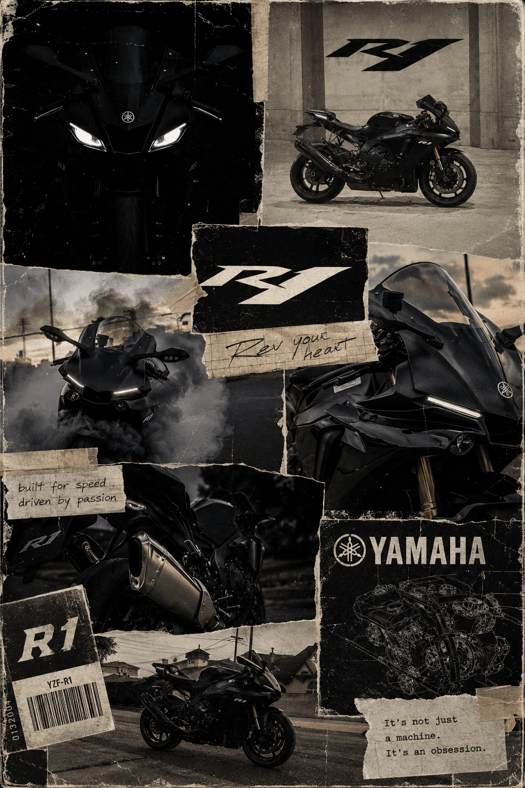 Yamaha R1 collage vintage