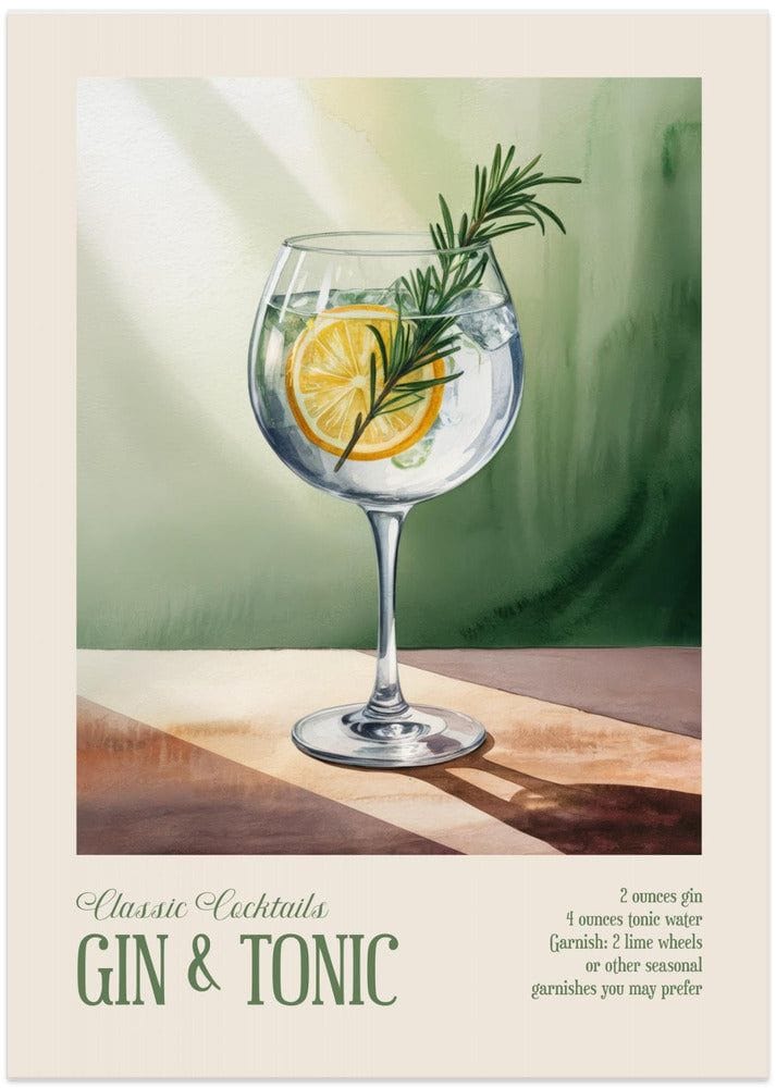 Classic Cocktails - Gin and Tonic - Art Print by Andreas Magnusson - A5