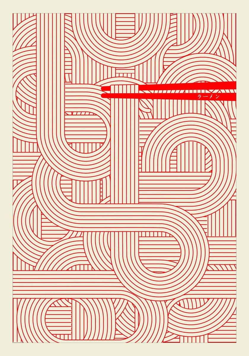 Modern Ramen-Inspired Abstract Art Poster - Japanese Food Poster - SHOP NOW !