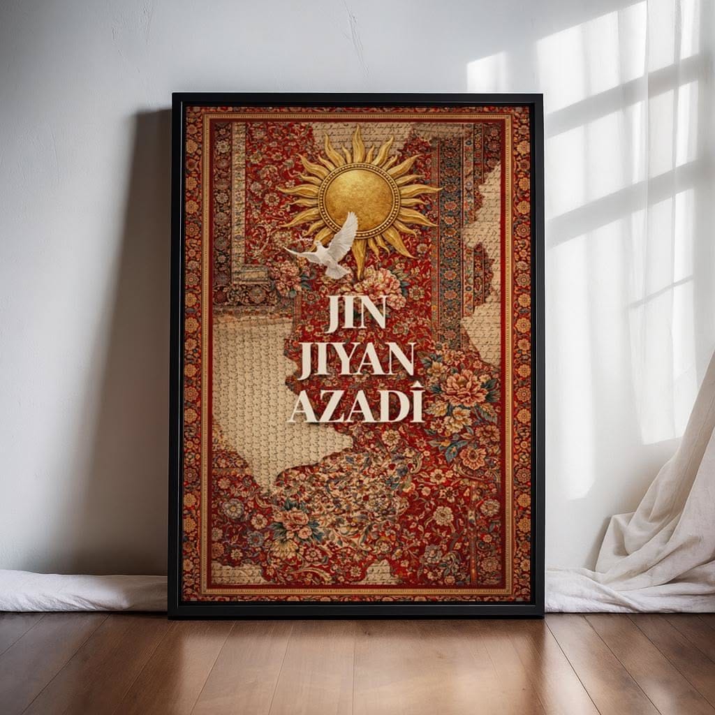 Jin Jiyan Azadi Canvas Print, Kurdish Woman Wall Decor, Feminist Cultural Poster, Ethnic Art Home Decoration.