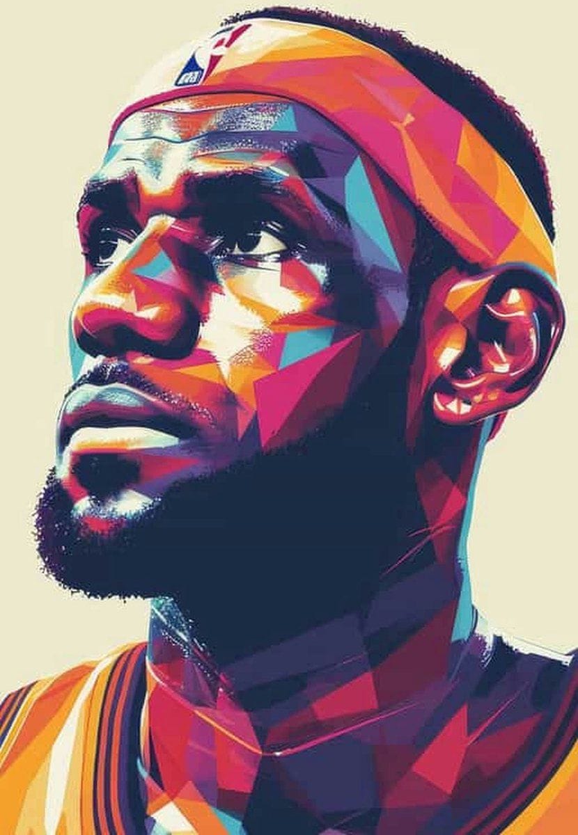 LeBron James Poster - Basketbal - Sport - Superster - Moderne Kunst - Icon - posters - formaat 50x70cm - Wanddecoratie - S3160