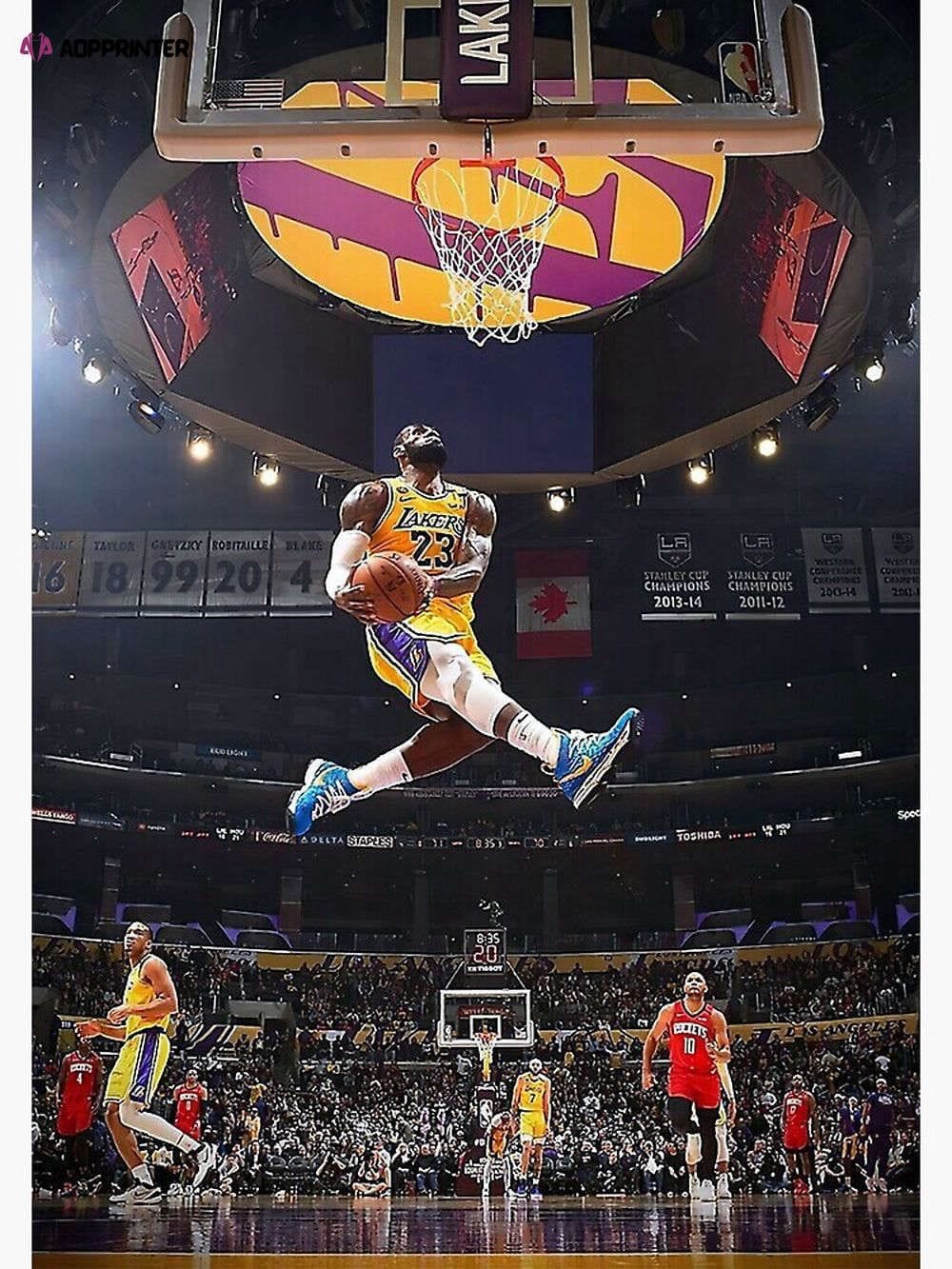 Lebron James Dunk Poster Basketball Premium Matte Vertical Poster - Gift For Home Decor