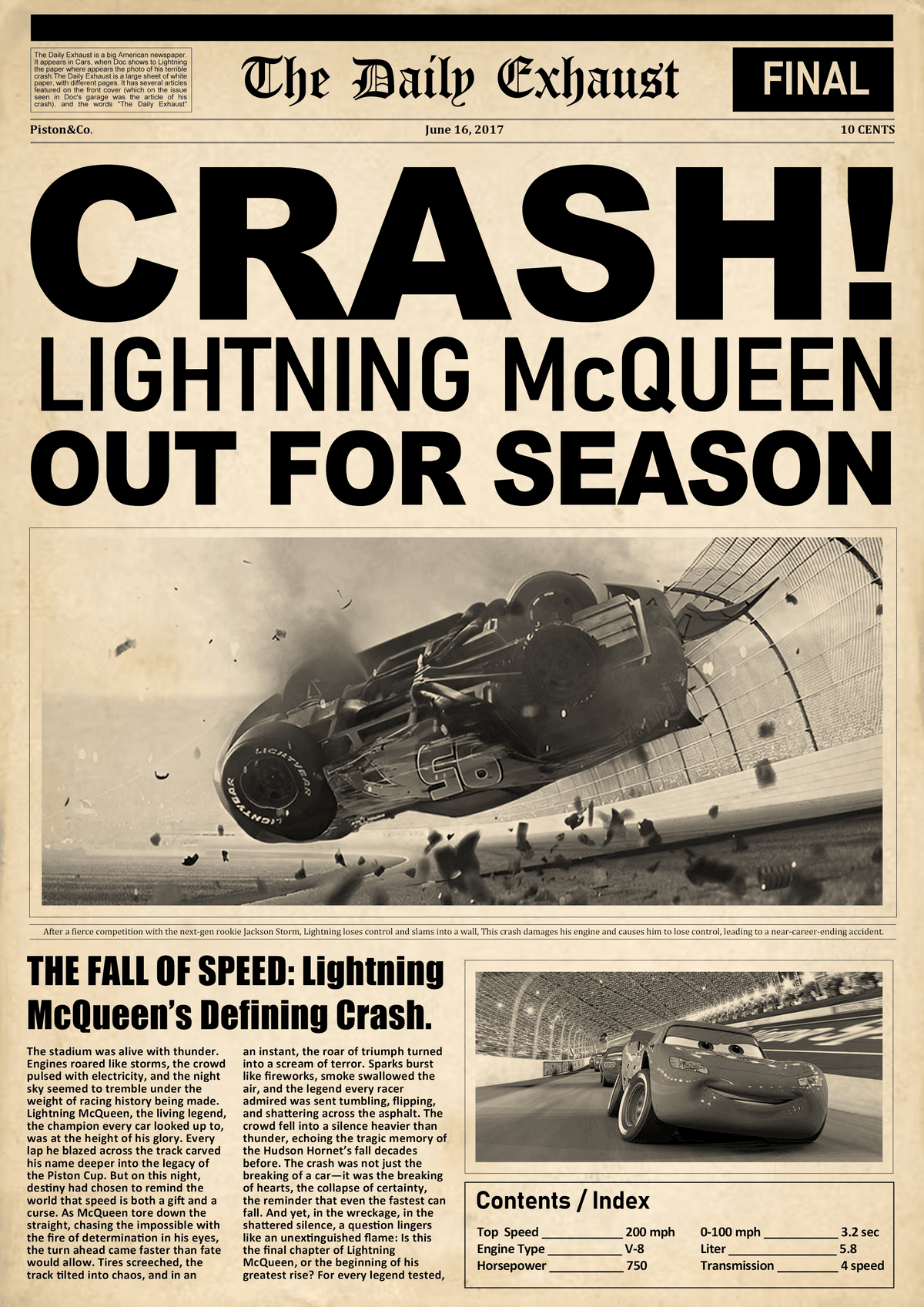 Editorial Poster Design – Lightning McQueen Crash