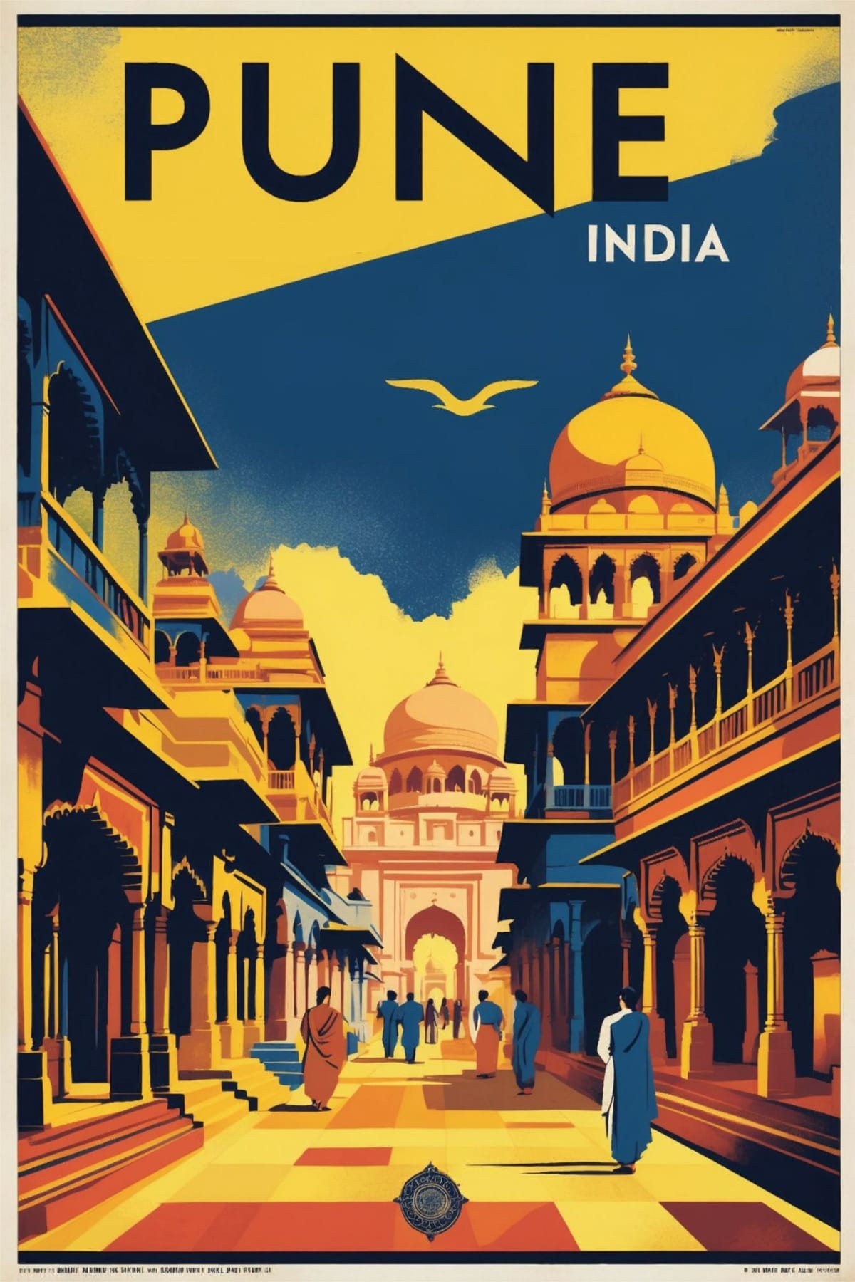 Pune India Vintage Travel Tourism Poster