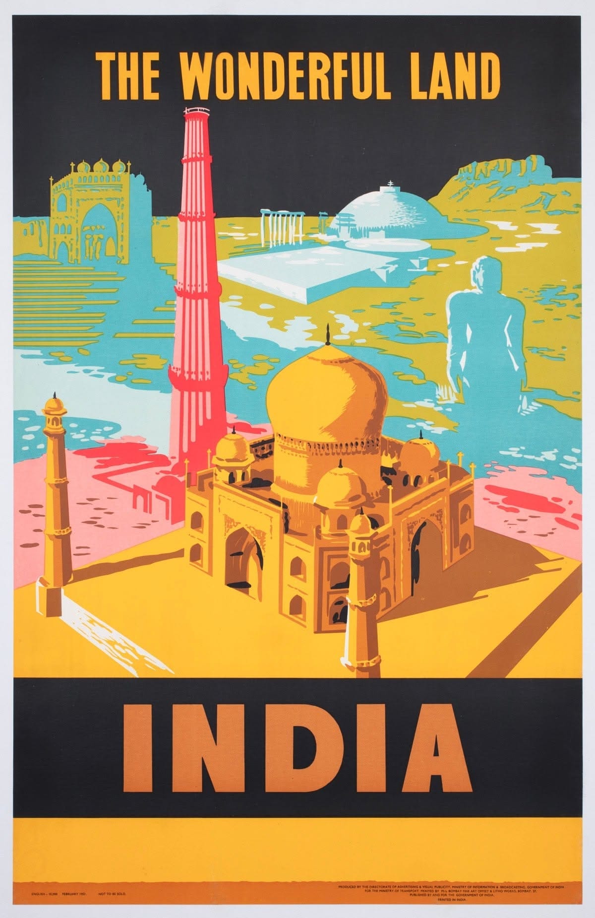India 1957 Travel Advertising Poster