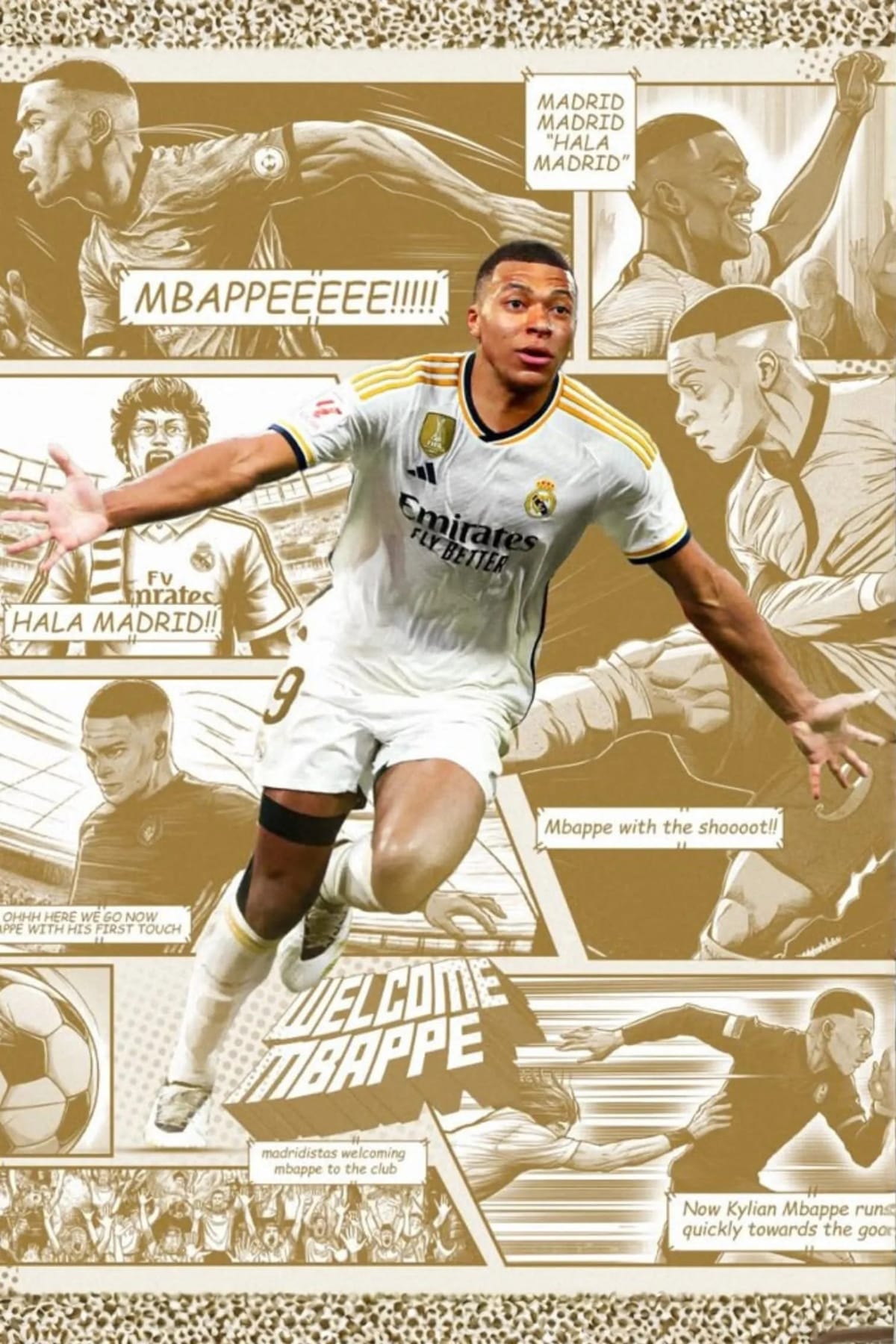 Mbappe Real Madrid Metal Wall Posters | Premium, Waterproof & Magnet-Mounted Art - Medium 40 x 60 cm