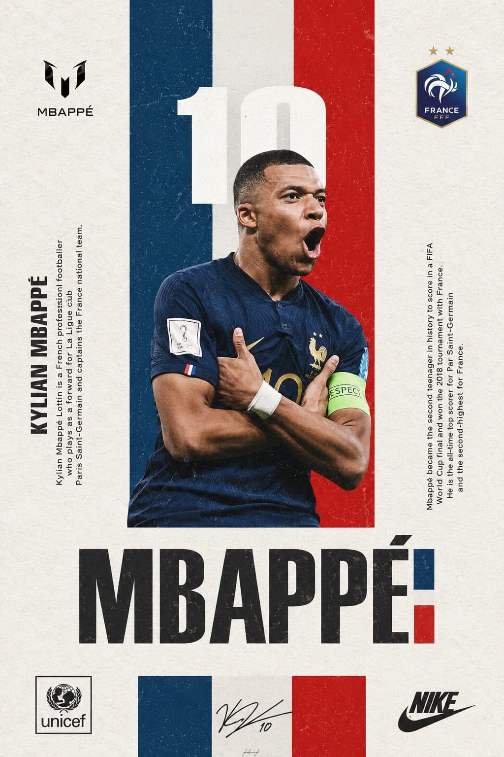 Kylian Mbappé France Poster 🇫🇷 | Vintage Football Graphic | France National Team Wall Art