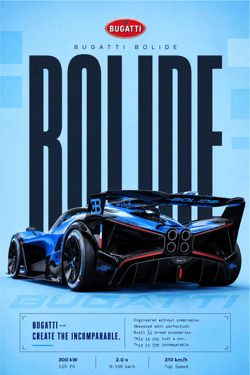 Bugatti Bolide 🩵🏁 || Hypercars Poster
